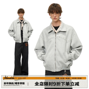 男道巴恩风铆钉麂皮绒工装 boxy设计感翻领短外套 夹克女男女秋冬季