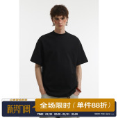 男道美式 T恤男纯色宽松情侣上衣潮 重磅280G小领口圆领双面棉短袖