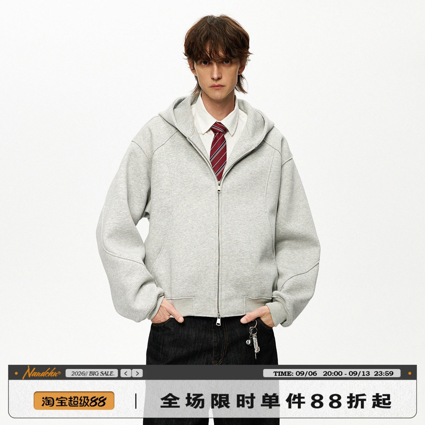 短款500G重磅卫衣cleanfit开衫图片
