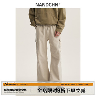 日系宽松直筒休闲长裤 男生夏季 潮牌 裤 男道复古百搭街头多口袋工装