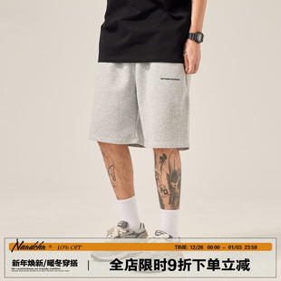 男潮牌街头宽松情侣阔腿休闲五分裤 男道2023夏季 日系纯色运动短裤