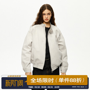 潮牌宽松高级感百搭休闲外套 新款 男道美式 复古立领夹克男2026春季