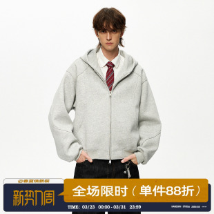 外套男女休闲上衣 拉链开衫 男道cleanfit短款 500G重磅连帽卫衣美式