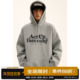 男道秋冬重磅模糊字母连帽加绒印花卫衣男士 美式 宽松高街套头上衣