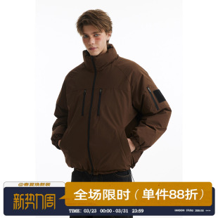 男道美式 立领保暖加厚棉衣棉服 复古90白鸭绒双面穿羽绒服男女冬季