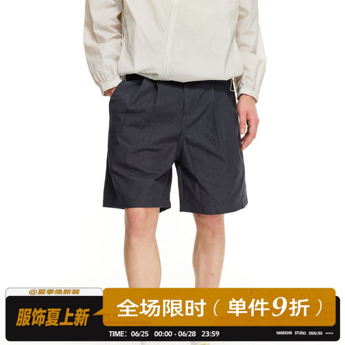 男道老钱风立体剪裁打褶短裤男垂坠感阔腿五分裤透气轻薄休闲裤