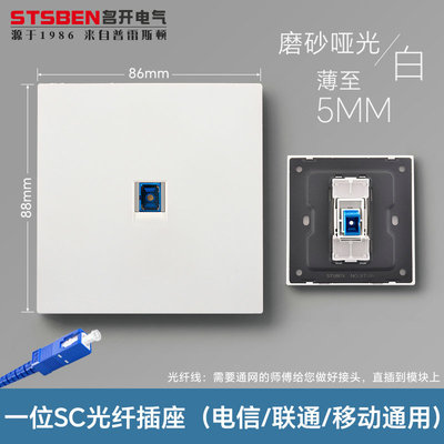 超薄哑光磨砂光纤面板插座