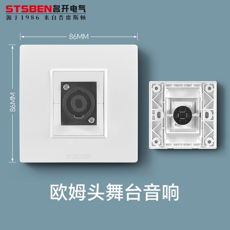 86型暗装四芯欧姆头舞台音箱插座图片