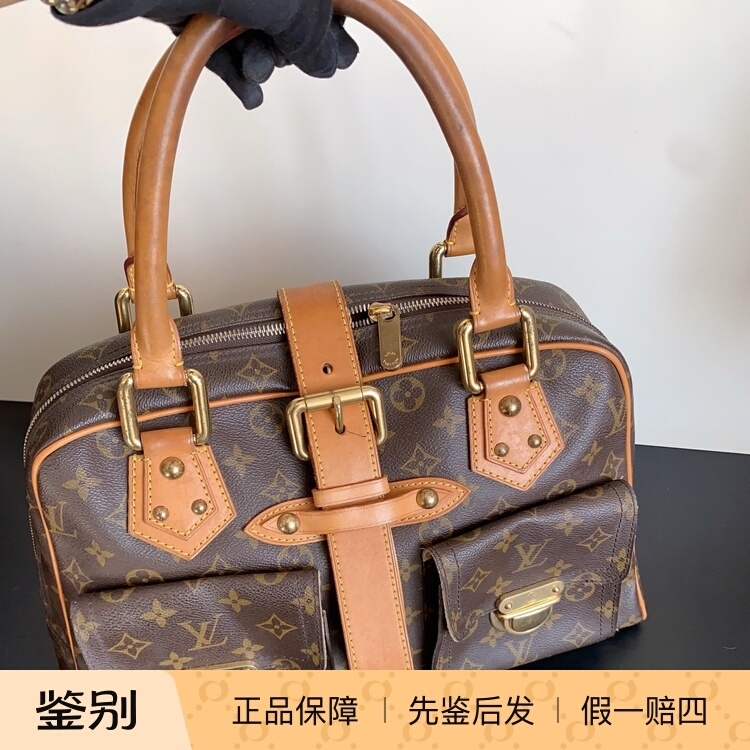 全原装稀有款 二手正品中古包LV老花曼哈顿手提包大号39*24*14cm