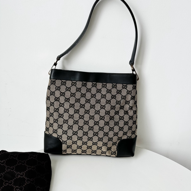 已过检97新 Gucci中古老花单肩vintage腋下包手提包牛角包24*23