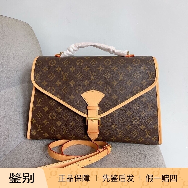 99新换植鞣皮 二手LV中古包复古邮差包ivy公文包大号斜挎包电脑包