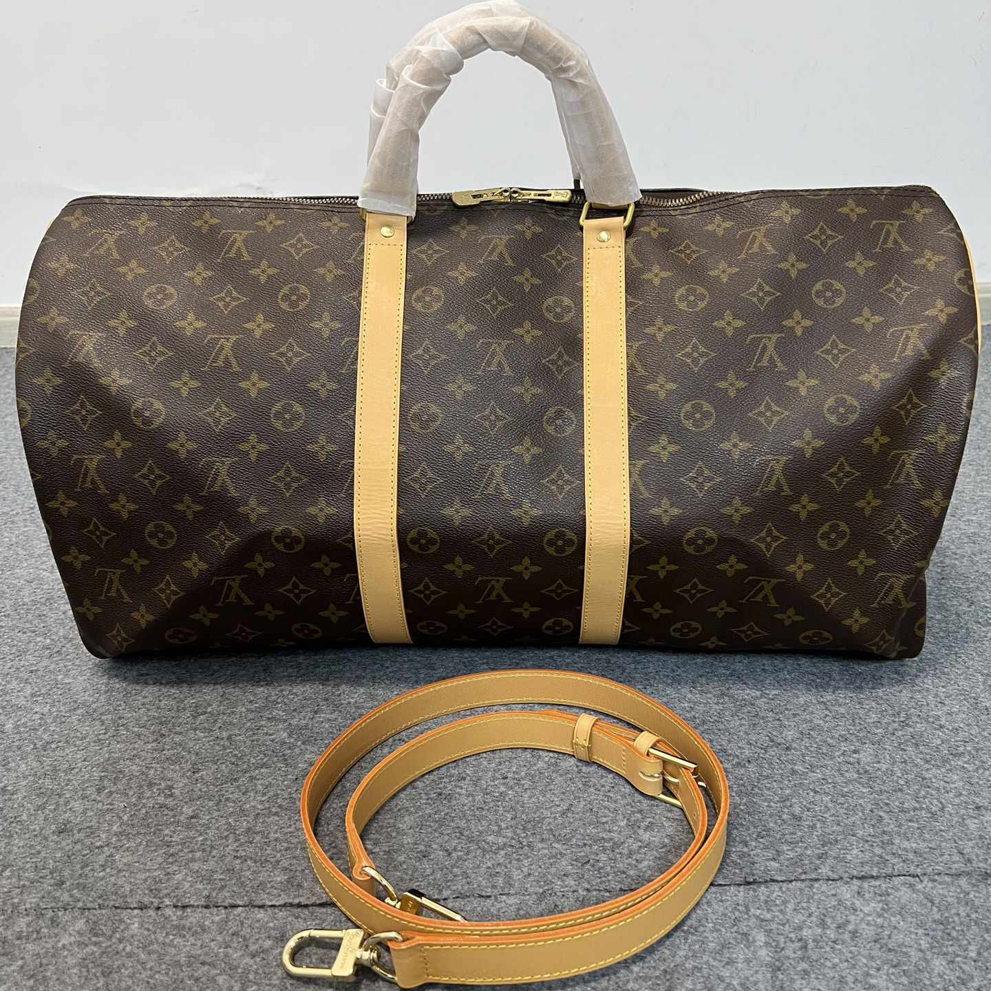 配皮换新99新二手中古包LV老花行旅袋keepall55 kp55肩带款手提包
