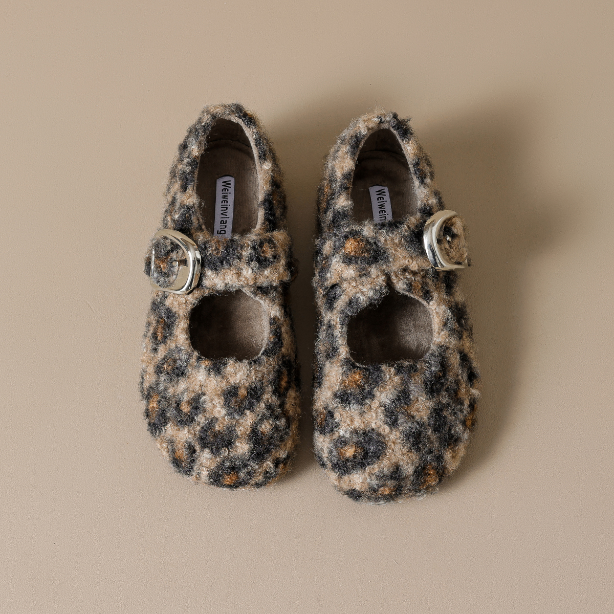 平底加绒玛丽珍鞋浅口外穿单鞋女冬季爆款保暖棉鞋内增高毛毛鞋子