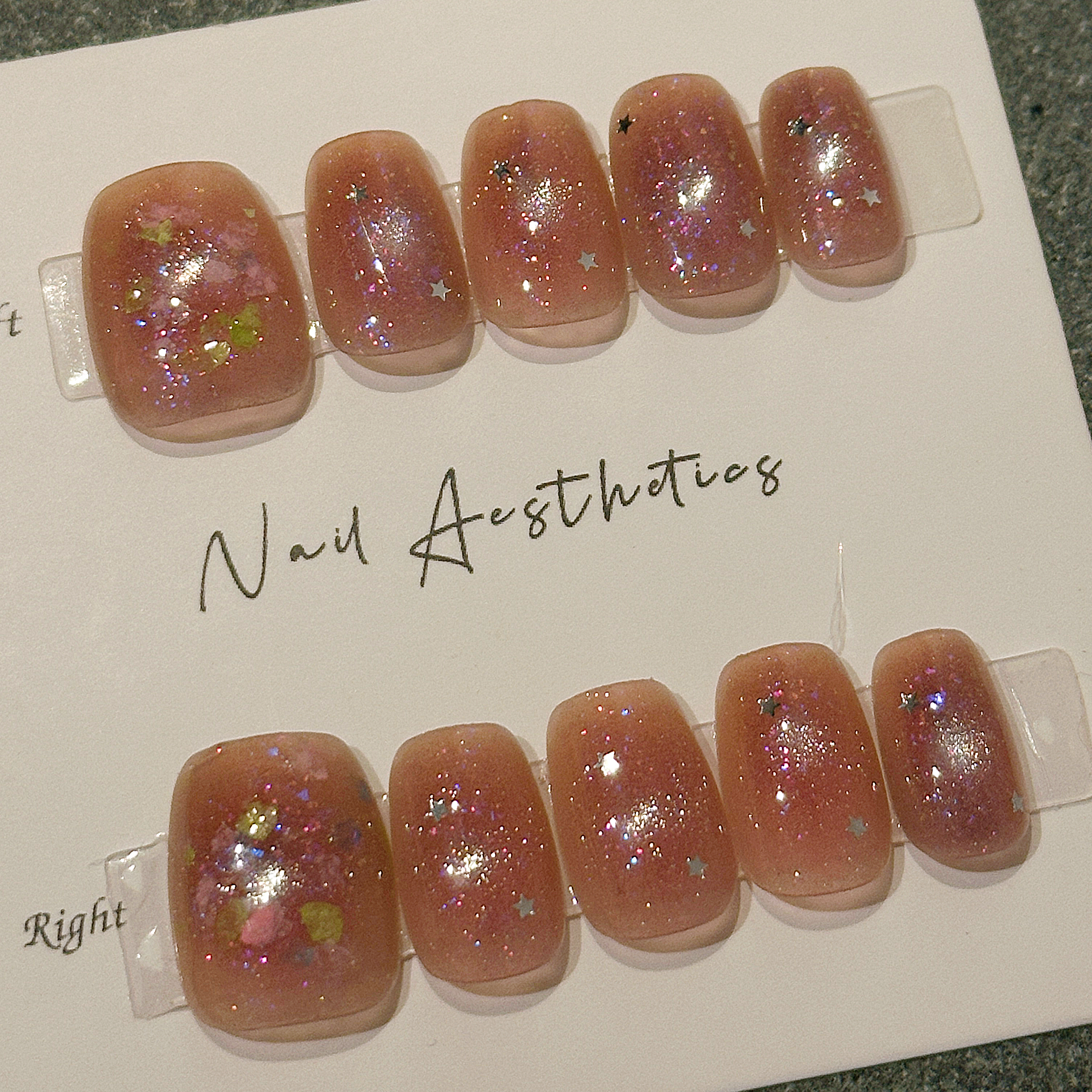 美盖手工梦幻星星亮片穿戴甲