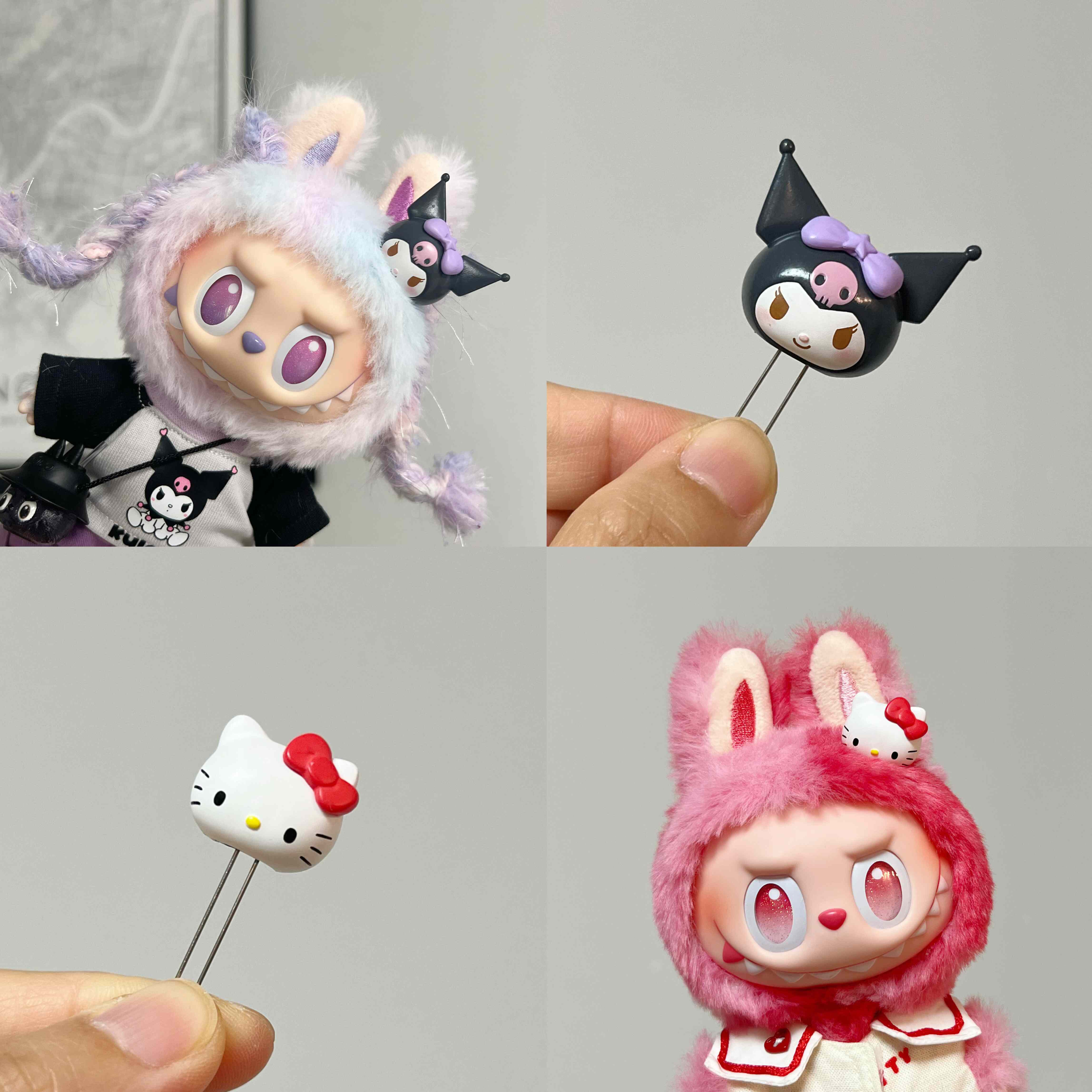 【满3件包邮】拉布布labubu1/2/3代适用 头插 三丽鸥kitty 库洛米
