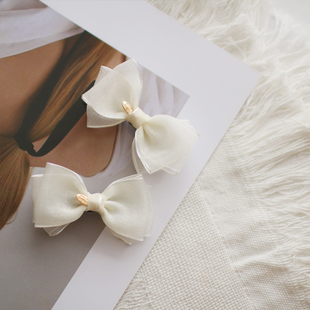 原创设计日系reefur梨花淑女雪纱简约蝴蝶结发圈皮筋发夹弹簧夹女