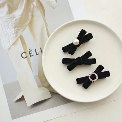 原创对夹丝绒日韩小香风发夹迷你