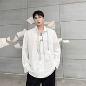 小众设计个性 潮流休闲上衣A452 扣绳装 新款 饰长袖 衬衫 6293 P85