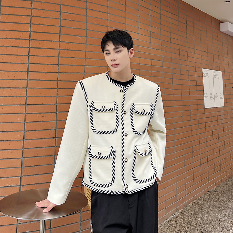 特制手工编织织带小香风西服外套百搭气质夹克潮A452--6295--P165,男装夹克,电商A452