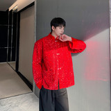 早春新款新中式亮片红色西服男个性潮休闲外套A452--6470--P145，男装夹克，电商A452