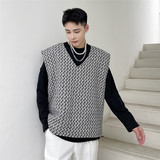 新款高级感编织粗花马甲男时尚百搭V领套头坎肩A452--6161--P85，男装背心/马甲，电商A452