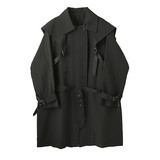 暗黑风绑带设计机能中长款风衣重工艺廓形过膝外套A452-688-P155，男装风衣，电商A452
