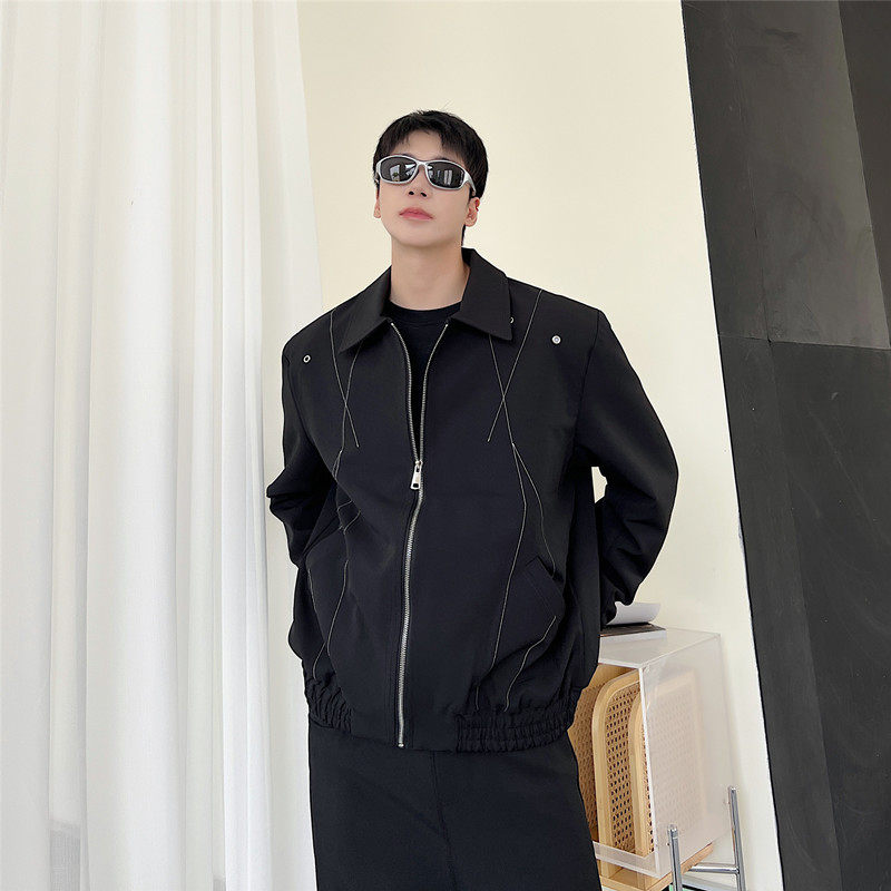新暗黑机能风车线设计长袖夹克个性潮流休闲外套A452--6270--P135，男装夹克，电商A452