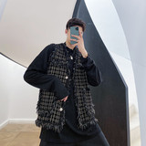 秋新款小香风亮丝流苏马甲男时时尚韩版开衫背心A452--MY17--P95，男装背心/马甲，电商A452