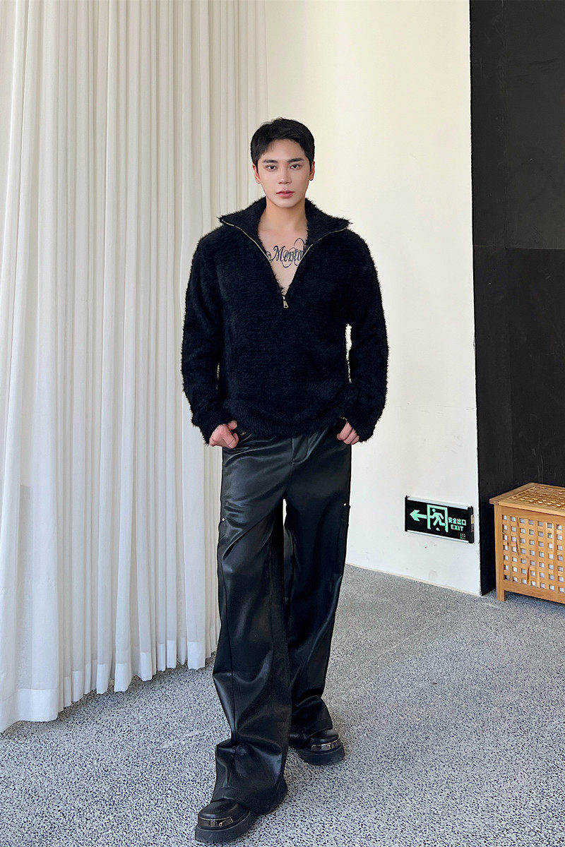仿水貂毛翻领毛衣男女oversize复古加厚慵懒风外套A452-MY34-P125,男装针织衫/毛衣,电商A452