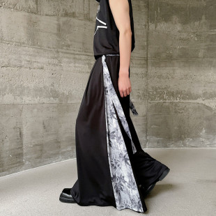 拼接休闲长裤 时尚 百搭阔腿拖地裤 夏季 6490 个性 潮A452 P115 新款