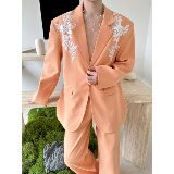 春立体蕾丝珠花装饰西服套装高级感潮流西装两件套A452-6554-P275，男装西服套装，电商A452