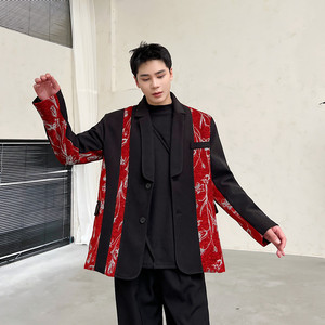 秋冬新款个性拼接毛呢西服风潮休闲西装潮A452--6400--P135图片