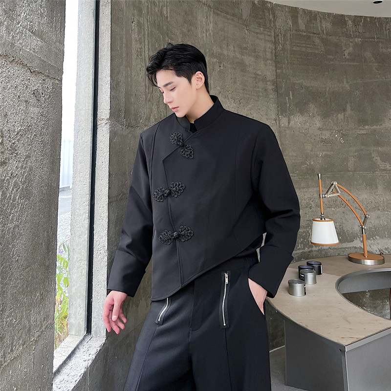 新款风盘扣短款小西服个性潮流中式西装外套A452--6313--P135,男装西服套装,电商A452