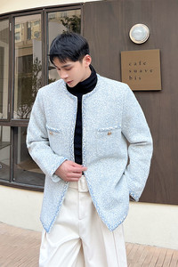 秋冬款重磅小香风粗花编织外套高级感无扣毛呢西服A452-6421-P185图片