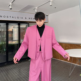 早春新款假两件款西服外套男韩版潮流休闲西装潮A452--6445--P135，男装西服，电商A452
