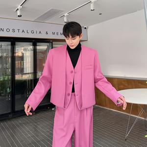早春新款假两件款西服外套男韩版潮流休闲西装潮A452--6445--P135图片