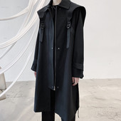 688 暗黑风绑带设计机能中长款 风衣重工艺廓形过膝外套A452 P155