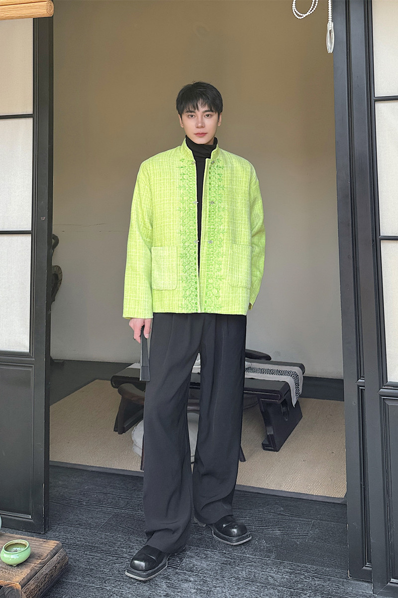 新款改良版风立领西服外套个性刺绣复古夹克A452--6473--P165,男装西服,电商A452