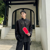 H180 新款 P125 衬衫 复古气质宽松上衣A452 新中式 微透花纹盘扣长袖