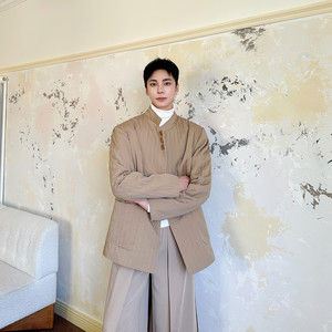 新款个性两面穿西服复古暗纹休闲立领西装外套A452--H181--P185图片