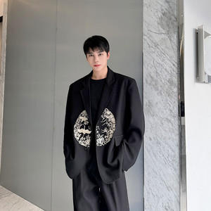 秋装新款潮流西服新中式团纹刺绣西装外套A452--6469--P145图片
