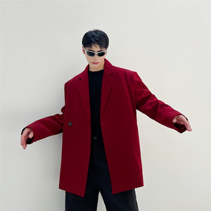 新款韩版糖果色休闲西装男百搭复古风亮色上衣潮A452--6294--P135图片