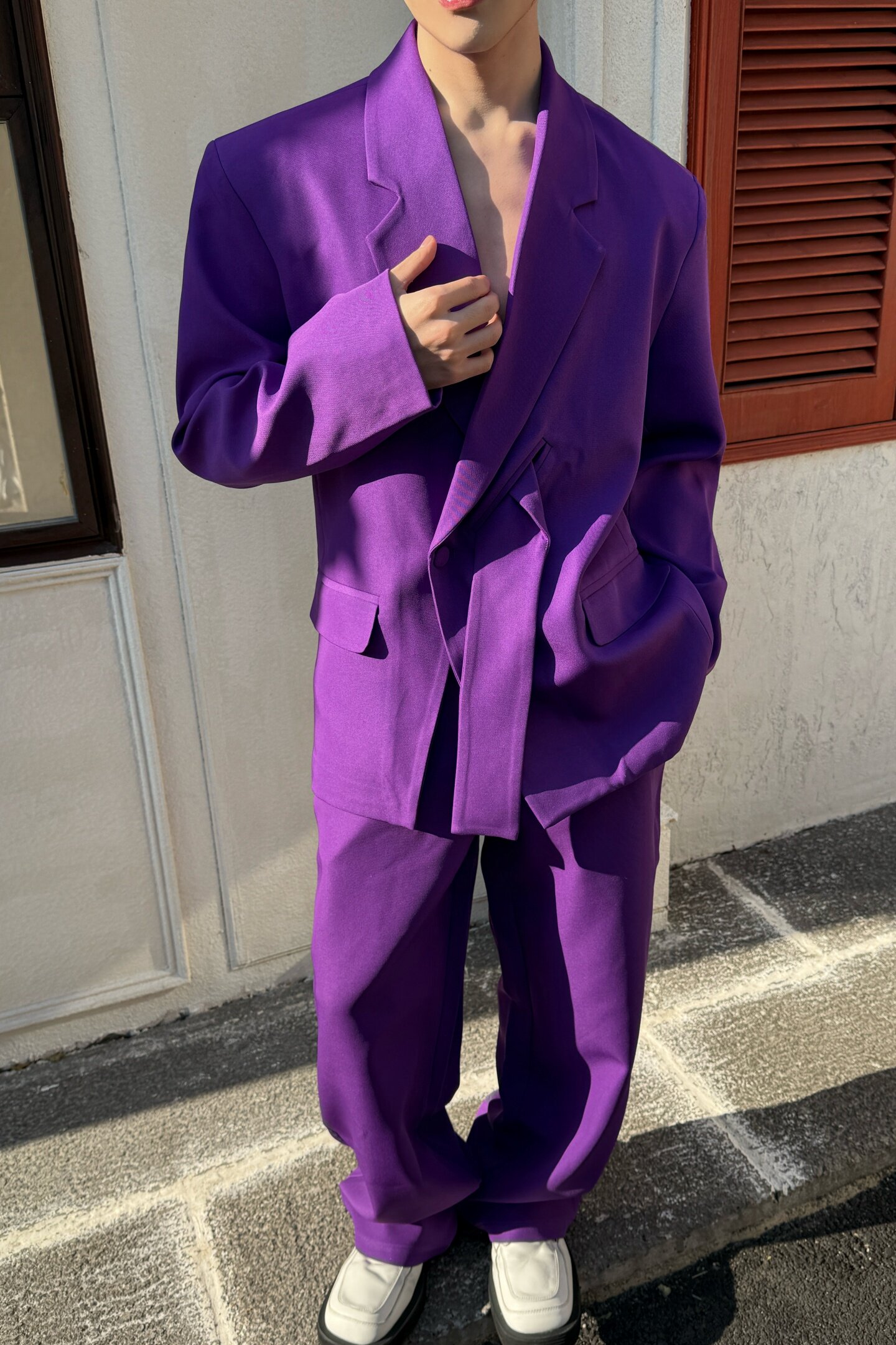 法式浪漫紫色西服套装高级感休闲西服套装潮A452--6549--P275,男装西服套装,电商A452