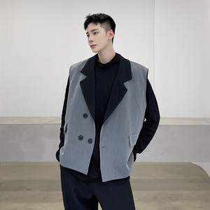 新款经典西装翻领马甲男百搭款复古风坎肩上衣潮A452--6162--P85，男装西服套装，电商A452