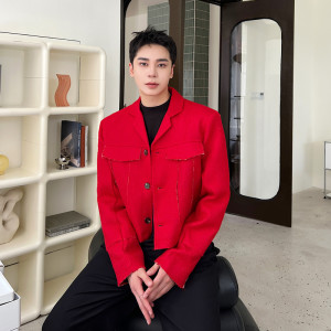 新款编织粗呢小香风短款外套个性中古风西服上衣A452--6396--P135图片