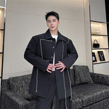 山本暗黑压褶设计廓形西服外套潮A452--6335--P165，男装西服，电商A452