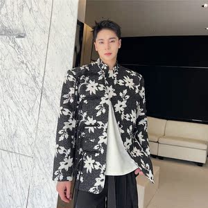 冬装新款新中式立领印花修身西服外套A452--6326--P145图片