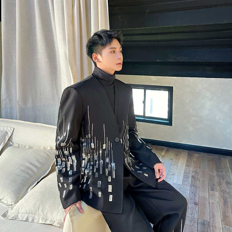 个性潮流亮片设计西服套装夜店风舞台装造型套装A452--6505--P275，男装西服套装，电商A452
