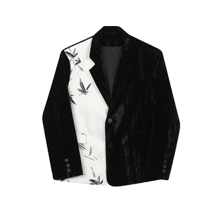秋冬个性丝绒拼接西服外套男潮中式休闲西装潮A452--6417--P135图片