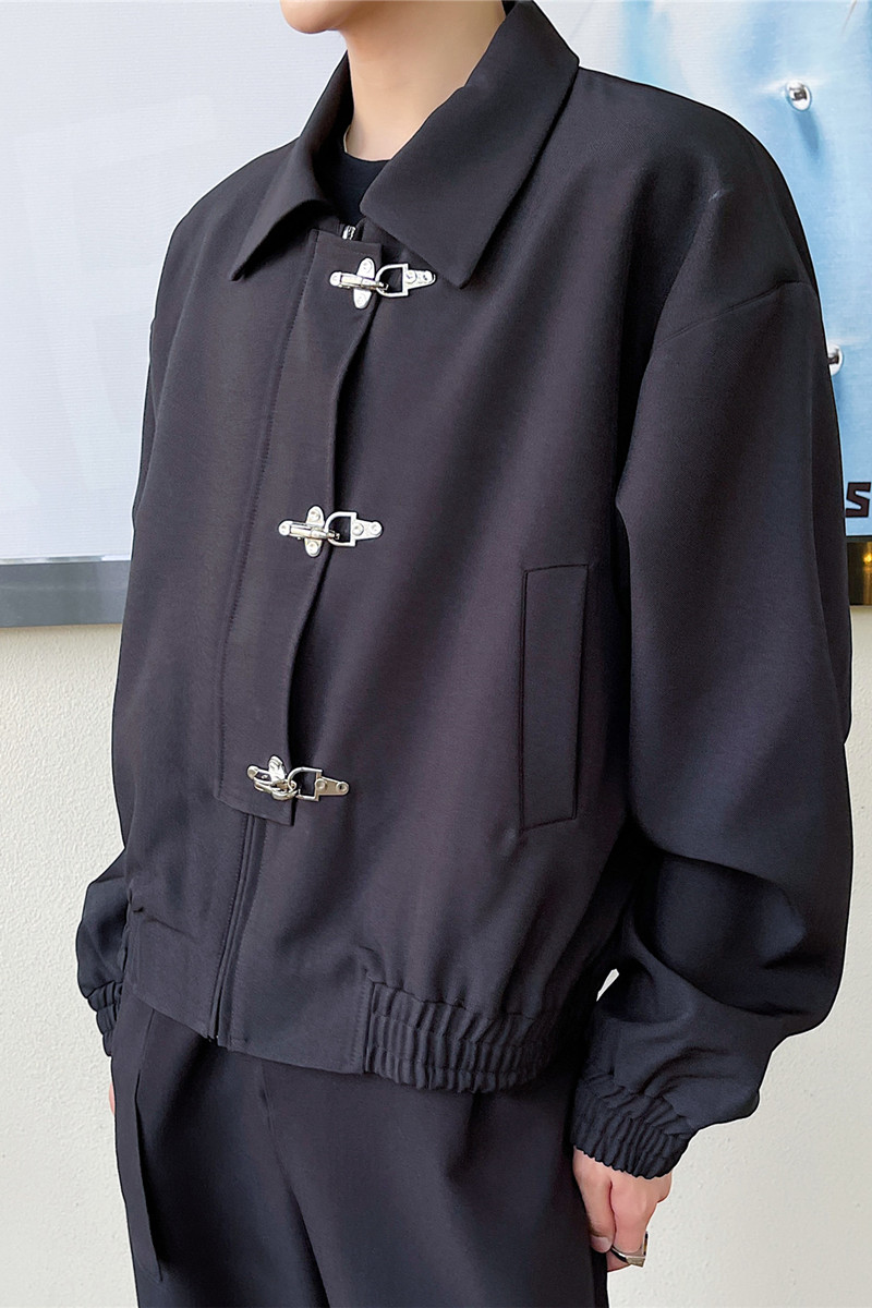 秋冬新款廓形高街夹克男复古宽肩翻领短款外套潮A452--6178--P125,男装夹克,电商A452